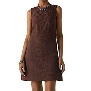 White House Black Market Brown Sleeveless Sheath Textured Dress Sz 4